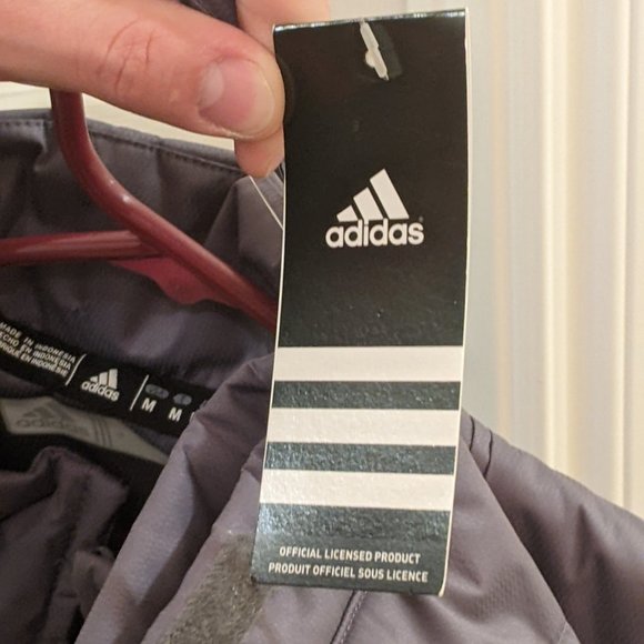 Adidas Sl transition jacket men's size medium gray puffer zips up onix coat - Picture 5 of 14